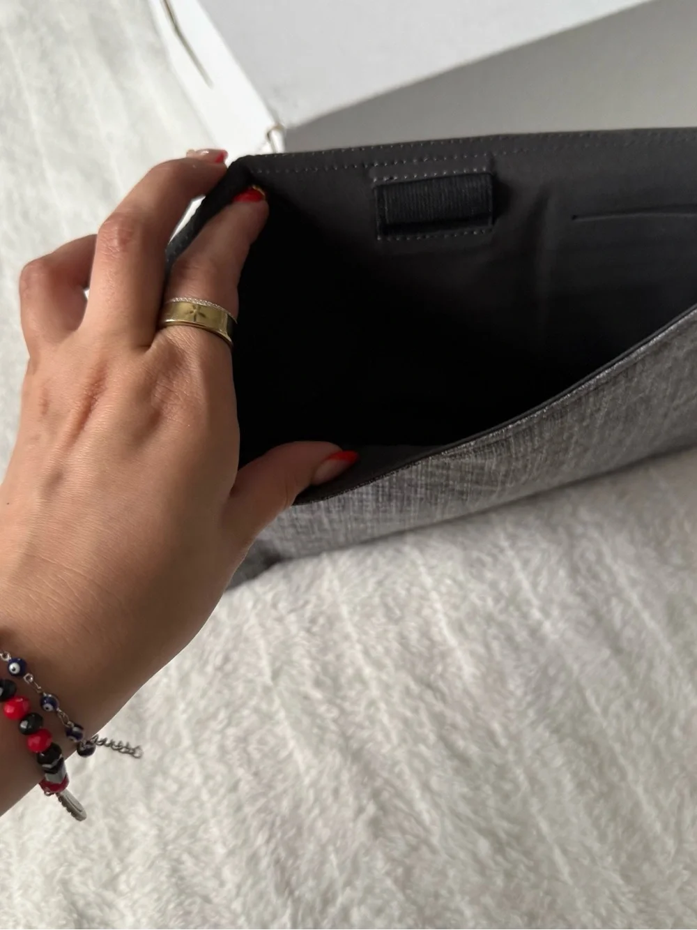 T.J.Maxx Gray Fabric portfolio case with Gold Accent Plate
